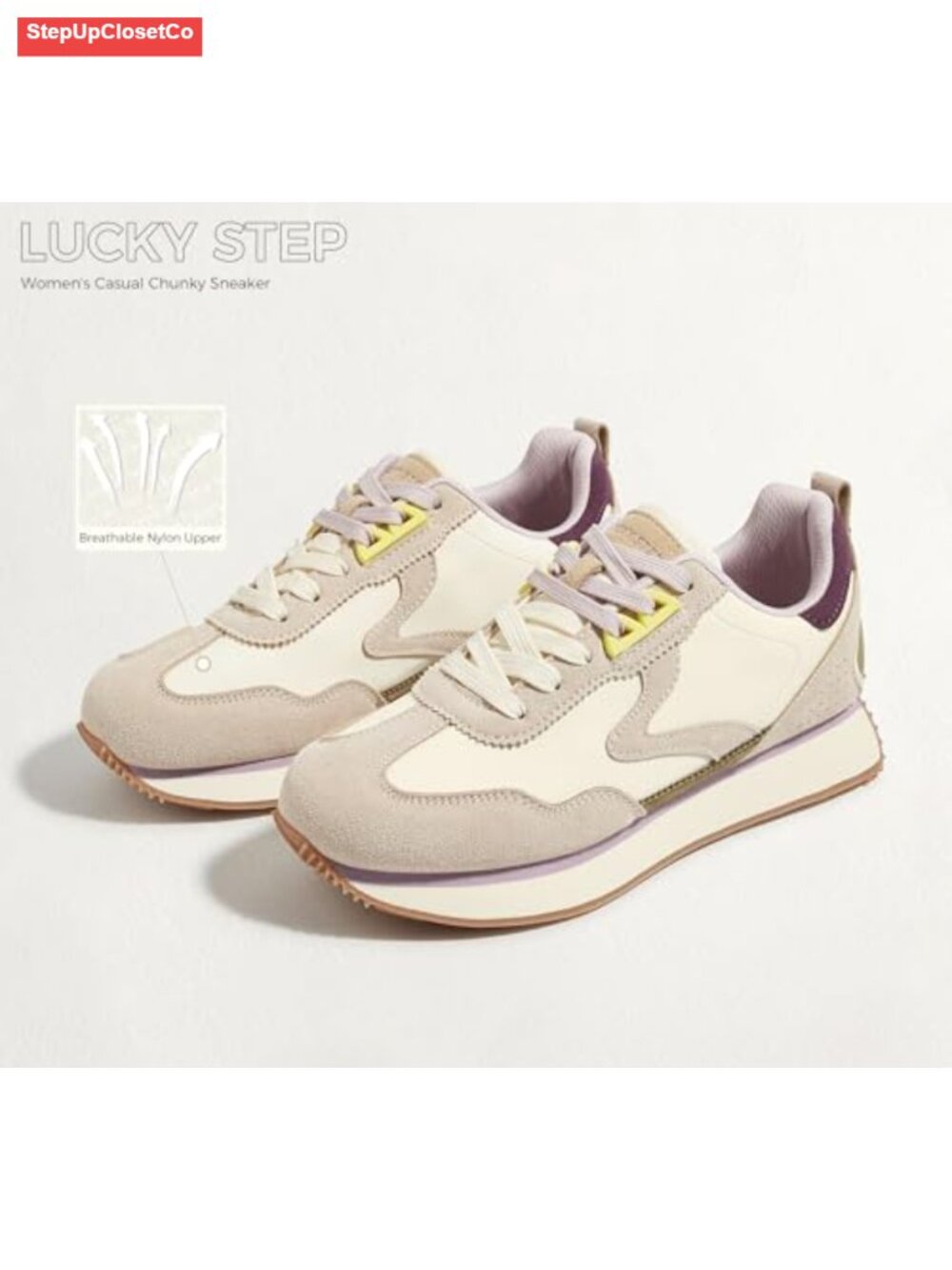Retro Fashion Sneaker with Extra Shoelaces Lightweight Platform Casual Walking - Picture 3 of 6